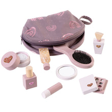 howa Schminkset + Kosmetiktasche für Kinder inkl. 8 tlg. Holzzubehör und Herzaufklebern 48812