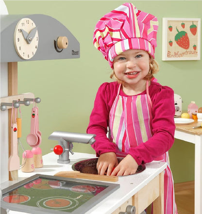 howa Kinderküchen Zubehör Schürze und Kochmütze Set, gestreift 1001