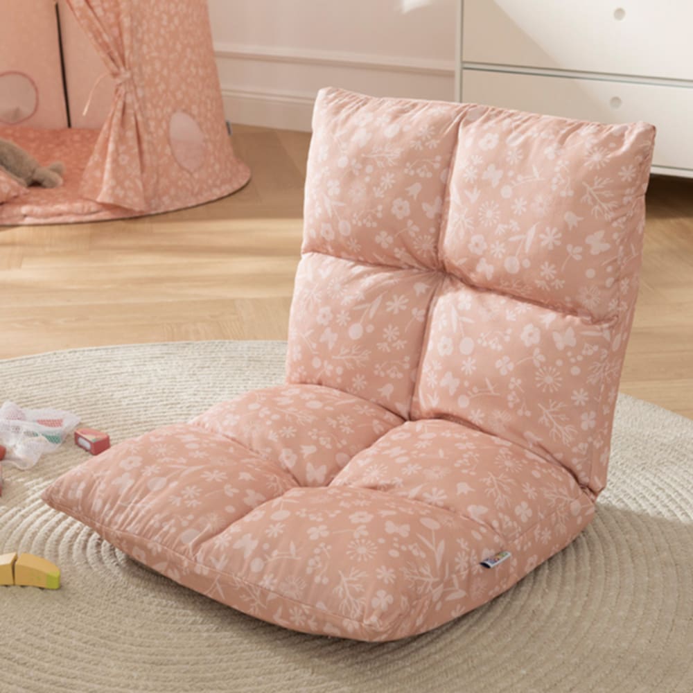 howa 2 in 1 Kindersessel + Kinderliege - Lehne 6 fach verstellbar "flowers" apricot 86012