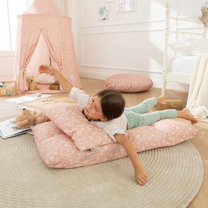 howa 2 in 1 Kindersessel + Kinderliege - Lehne 6 fach verstellbar "flowers" apricot 86012