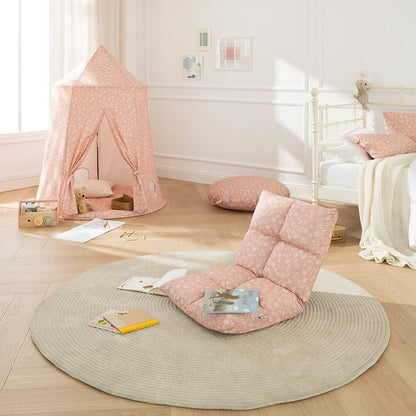 howa 2 in 1 Kindersessel + Kinderliege - Lehne 6 fach verstellbar "flowers" apricot 86012