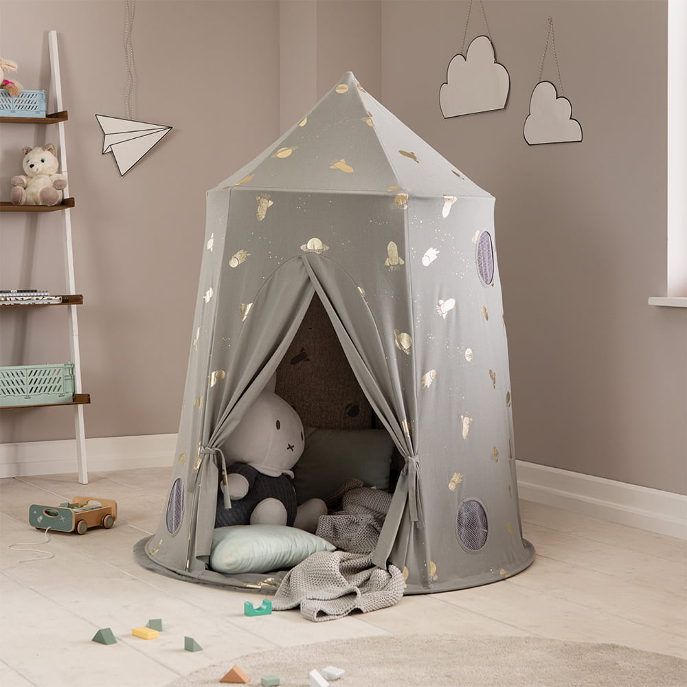 howa Kinderzelt Spielzelt "Space" inkl. Bodenmatte grau, Glanzeffekt, Höhe 140cm 85111