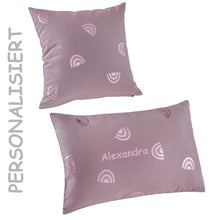 howa 2er Set Kissenbezug "Rainbow“ 40x40cm + 50x30cm malve, Glanzeffekt - personalisiert 87019