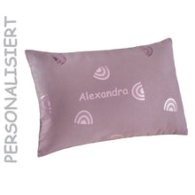 howa 2er Set Kissenbezug "Rainbow“ 40x40cm + 50x30cm malve, Glanzeffekt - personalisiert 87019