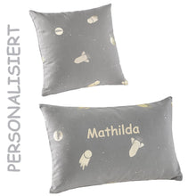 howa 2er Set Kissenbezug "Space“ 40x40cm + 50x30cm grau, Glanzeffekt - personalisiert 87029