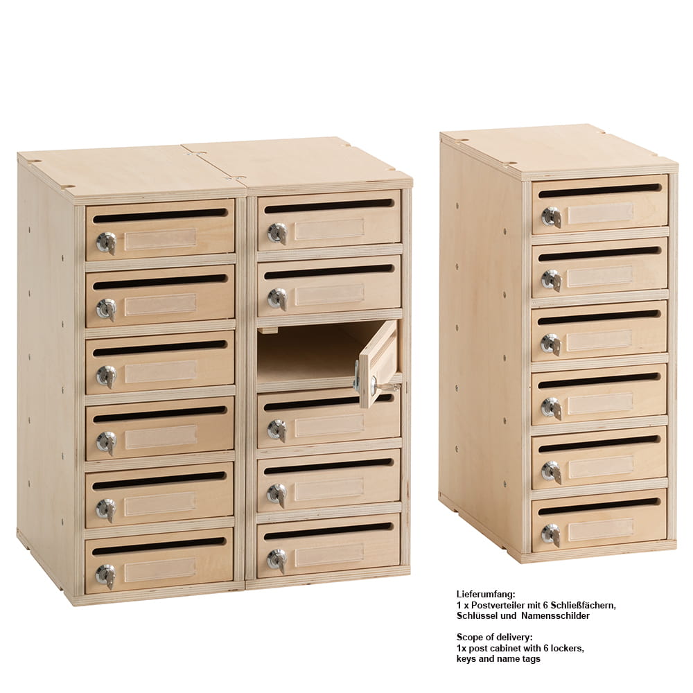 howa Postverteilerschrank Postkasten Klassenpost aus Holz erweiterbar, abschließbar 7503
