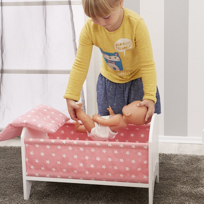 howa Puppenbett aus Holz "Stars" inkl. Matratze und Decke rosa 2140