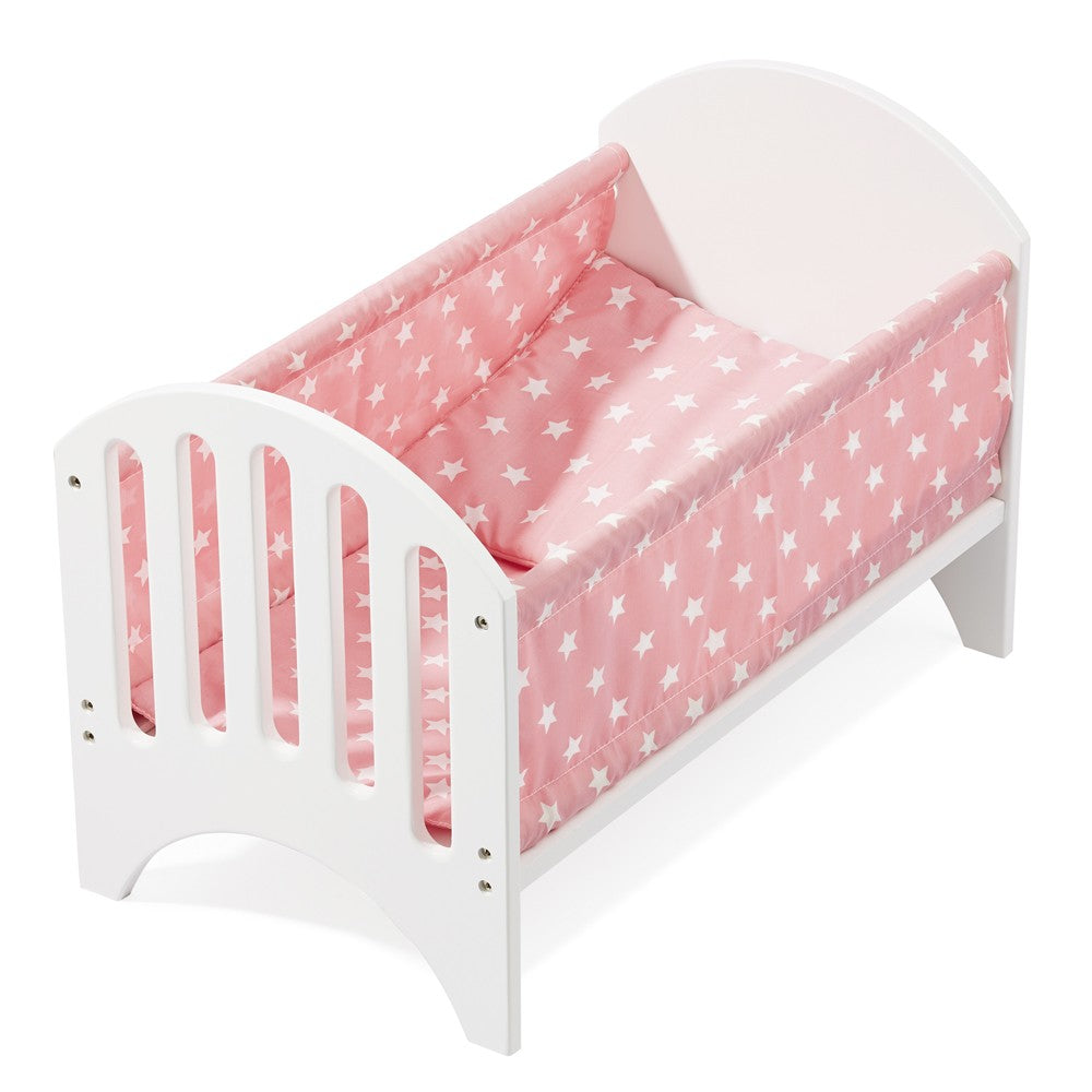 howa Puppenbett aus Holz "Stars" inkl. Matratze und Decke rosa 2140