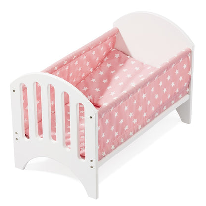 howa Puppenbett aus Holz "Stars" inkl. Matratze und Decke rosa 2140