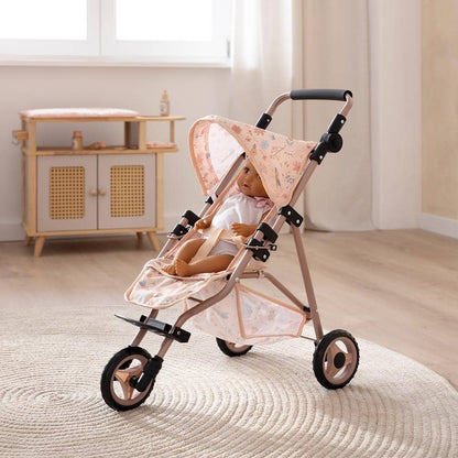 howa Puppenbuggy „miniflowers“ – Puppenwagen, Jogger für Puppen bis 50cm mit höhenverstellbaren Schiebegriff 2260