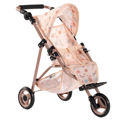 howa Puppenbuggy „miniflowers“ – Puppenwagen, Jogger für Puppen bis 50cm mit höhenverstellbaren Schiebegriff 2260