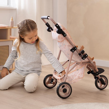 howa Puppenbuggy „miniflowers“ – Puppenwagen, Jogger für Puppen bis 50cm mit höhenverstellbaren Schiebegriff 2260