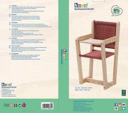 howa Puppenhochstuhl aus Holz "grace" - Hochstuhl für Puppen bis 50cm 2870