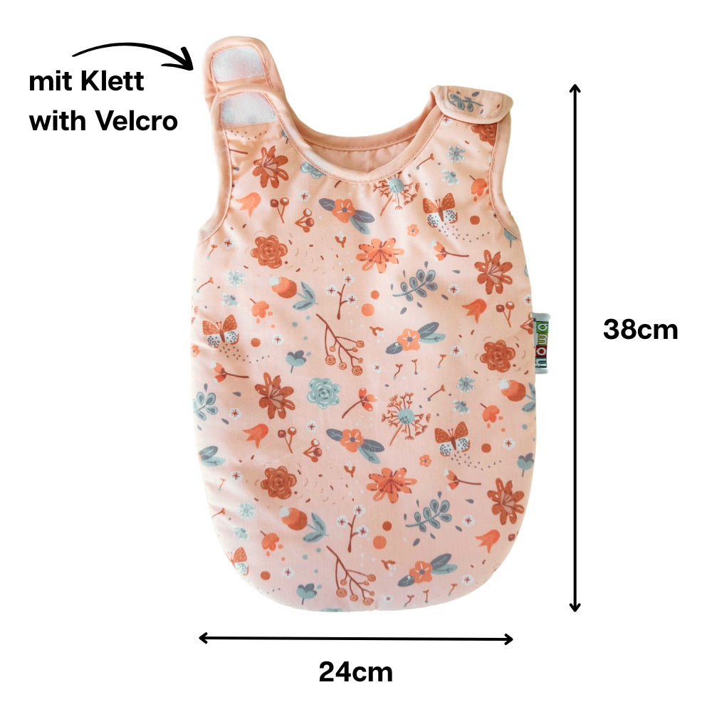 howa Puppen Schlafsack bis 48cm "miniflowers" apricot 29624