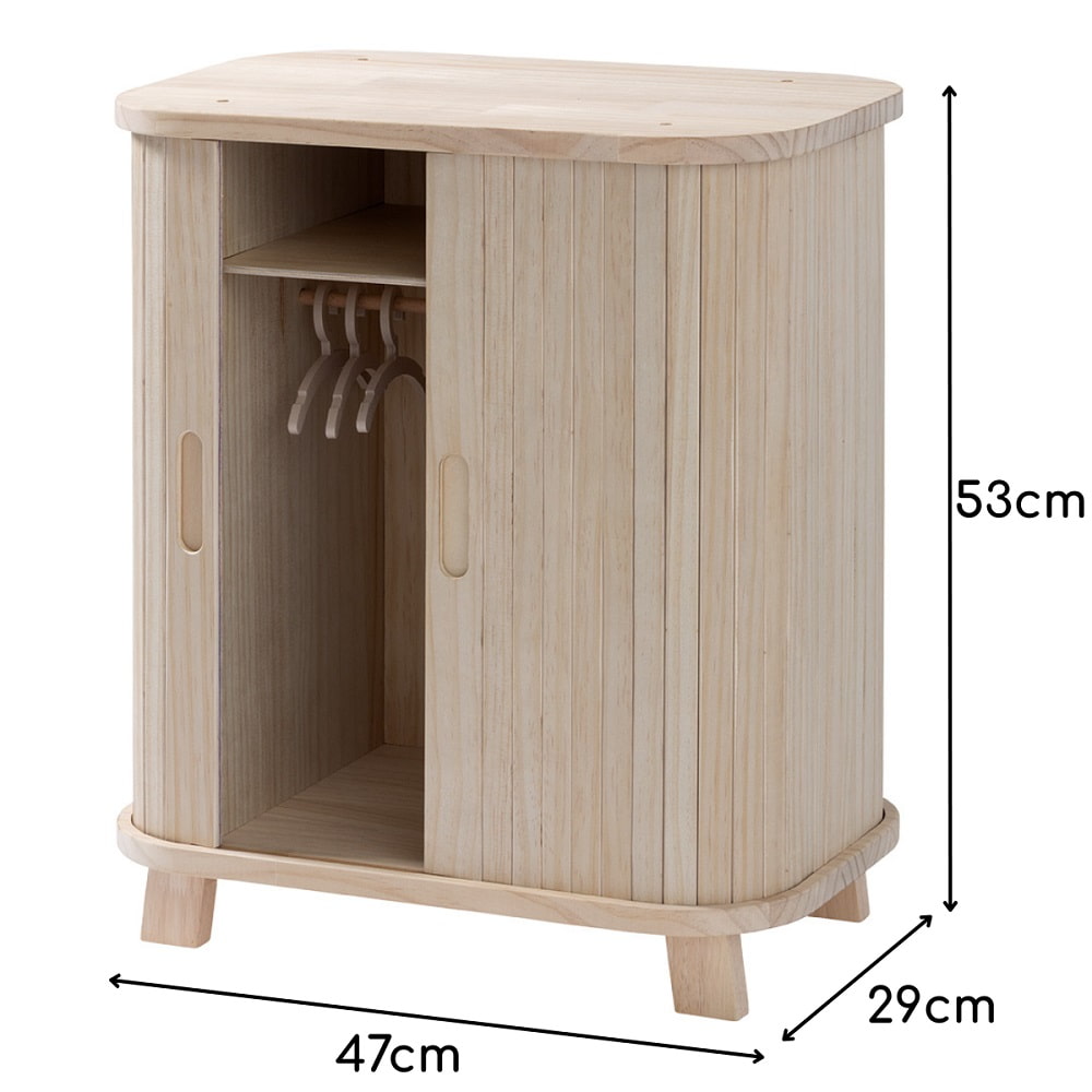 howa Puppenschrank aus Holz "grace" - Kleiderschrank für Puppen mit Schiebetür, Kleiderstange, Regal und 3 Kleiderbügeln 2670