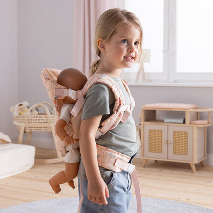 howa Bauchtrage für Puppen bis 50cm "miniflowers" apricot 29612