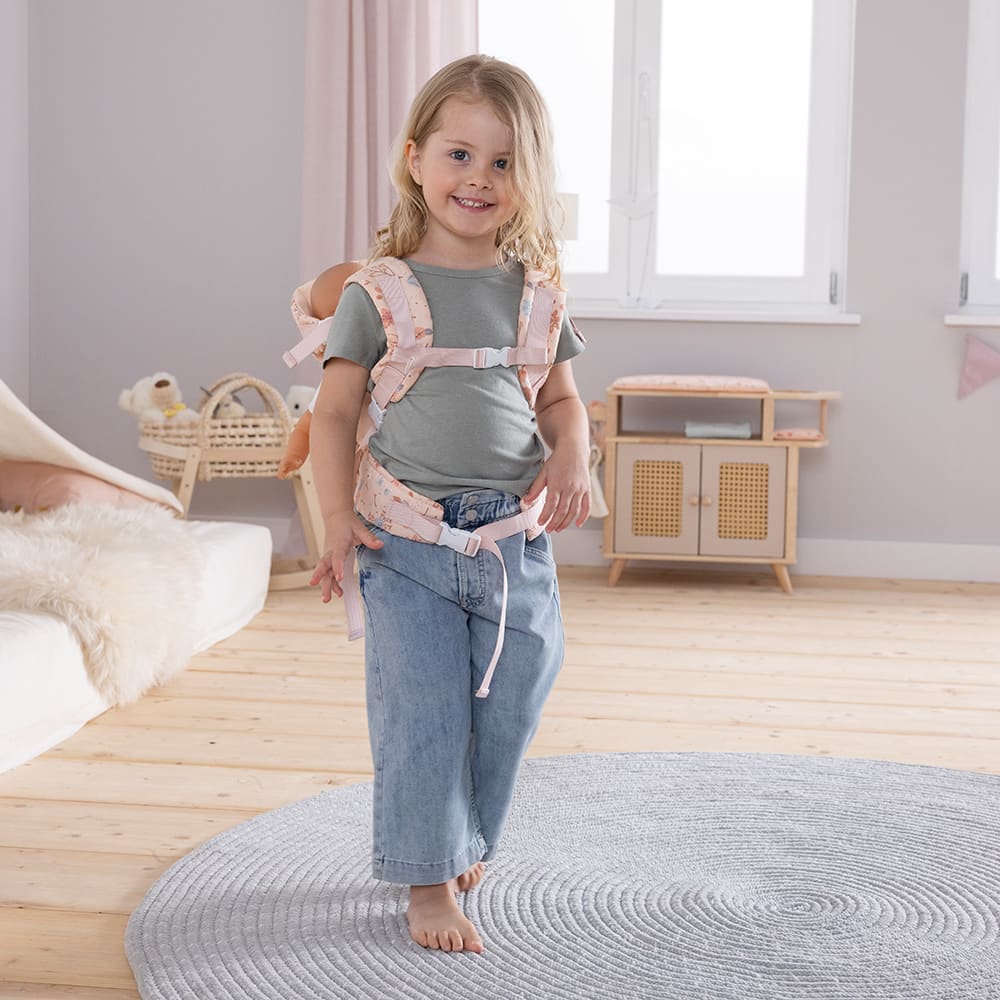 howa Bauchtrage für Puppen bis 50cm "miniflowers" apricot 29612