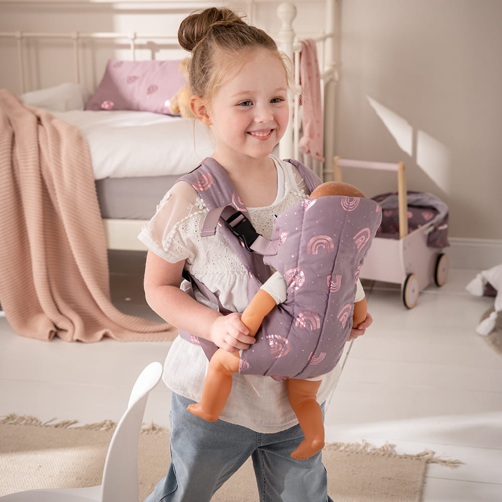 howa Bauchtrage für Puppen bis 50cm "Rainbow" malve, Glanzeffekt 29512