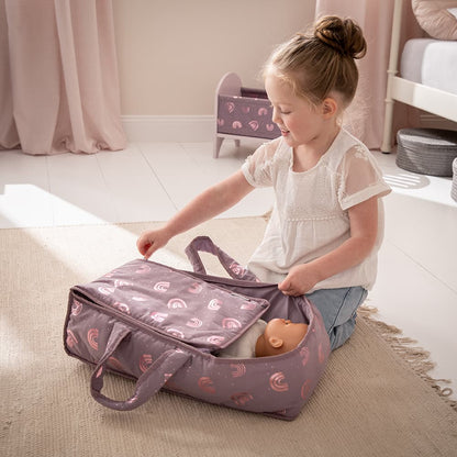 howa Puppentragetasche "Rainbow" für Babypuppen bis 48cm malve, Glanzeffekt 29522
