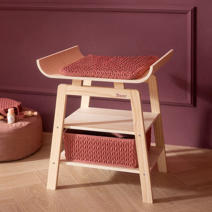 howa Puppenwickeltisch aus Holz „grace“ mit Zubehör – Wickeltisch für Puppen mit Ablage, Aufbewahrungskorb & gesteppter Wickelauflage 2770