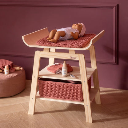 howa Puppenwickeltisch aus Holz „grace“ mit Zubehör – Wickeltisch für Puppen mit Ablage, Aufbewahrungskorb & gesteppter Wickelauflage 2770