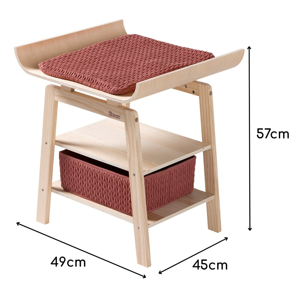 howa Puppenwickeltisch aus Holz „grace“ mit Zubehör – Wickeltisch für Puppen mit Ablage, Aufbewahrungskorb & gesteppter Wickelauflage 2770