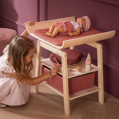 howa Puppenwickeltisch aus Holz „grace“ mit Zubehör – Wickeltisch für Puppen mit Ablage, Aufbewahrungskorb & gesteppter Wickelauflage 2770