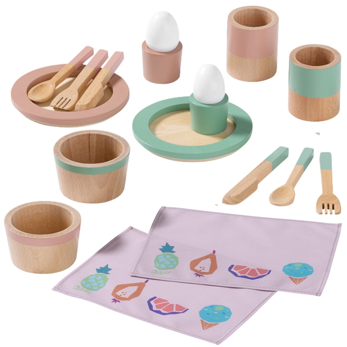 howa Spielgeschirr Set aus Holz für Kinder 18tlg 4897
