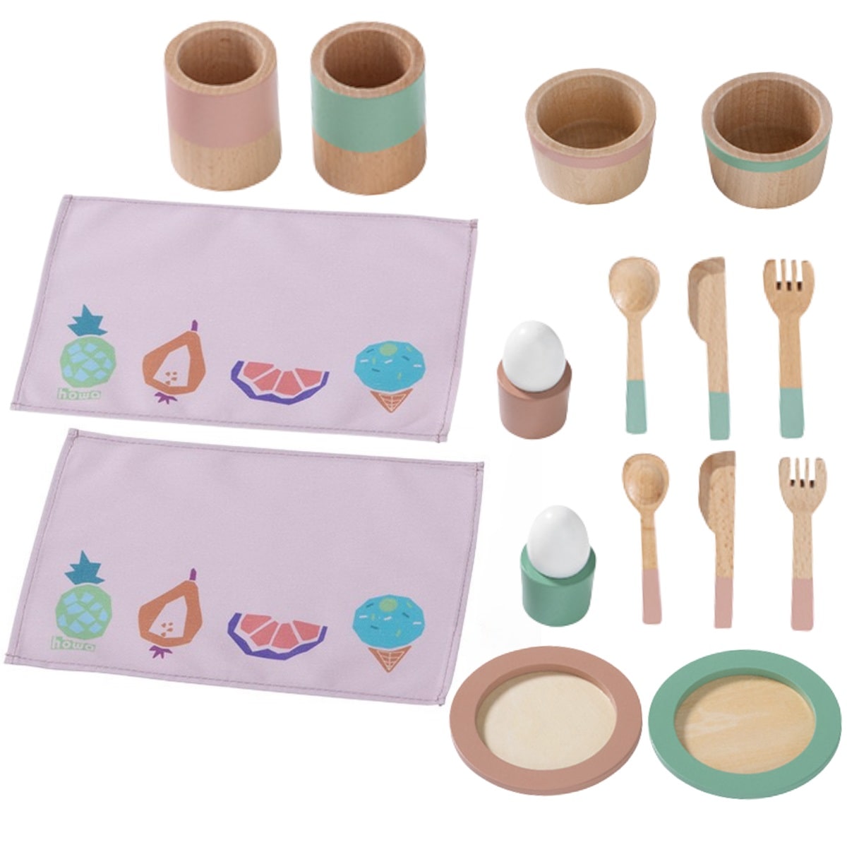 howa Spielgeschirr Set aus Holz für Kinder 18tlg 4897
