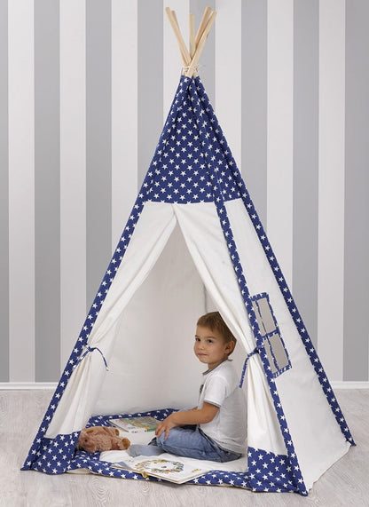 howa Kinderzelt Spielzelt Tipi "Stars" inkl. Bodenmatte blau, H185xB140xT120cm 8500