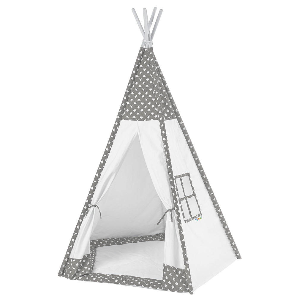 howa Kinderzelt Spielzelt Tipi "Stars" inkl. Bodenmatte grau, H185xB140xT120cm 8512