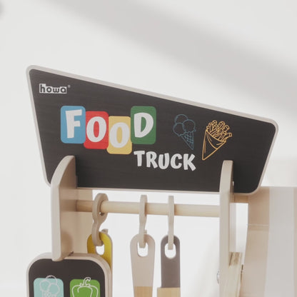 howa XXL Spielzeug Foodtruck aus Holz – Kinderküche & Kaufladen in einem mit Zubehör 4756