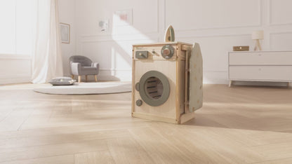 howa Kinderwaschmaschine aus Holz "Lucky" mit Wäscheleine, Bügelbrett, Wäschekorb und Bügeleisen 48142