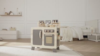 howa Kinderküche Spielküche aus Holz "FoodieFun dark" inkl. 10 tlg Kochzubehör 4824