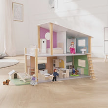 howa Puppenhaus aus Holz "Nelly" inkl. 23 tlg. Möbelset, 4 Puppen und Hund  7015